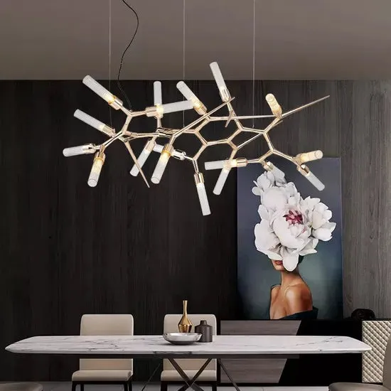 DLSS Lighting DLSSlighting Irregular Design Luxury Modern Glass Indoor Dining Living Room Decoration G9 Chandelier, in a room, photo 2 of 6
