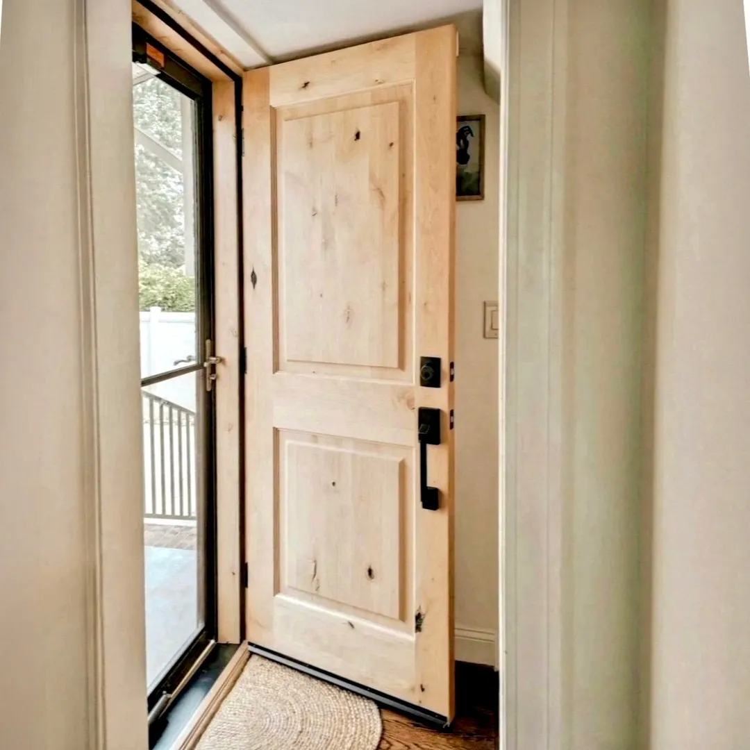 Krosswood Doors 30 in. x 80 in. Knotty Alder 2 Panel Right-Hand Inswing Grey Stain Wood Prehung Front Door, photo 5 of 8