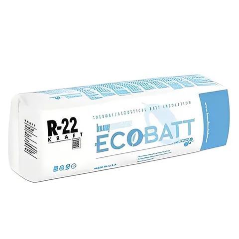 Ecobatt R-22 Kraft Faced Fiberglass Insulation Batts 6.5 × 15 × 48 in