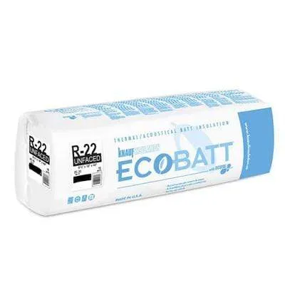Ecobatt R-22 Unfaced Fiberglass Insulation Batts 6.5 × 23 × 48 in