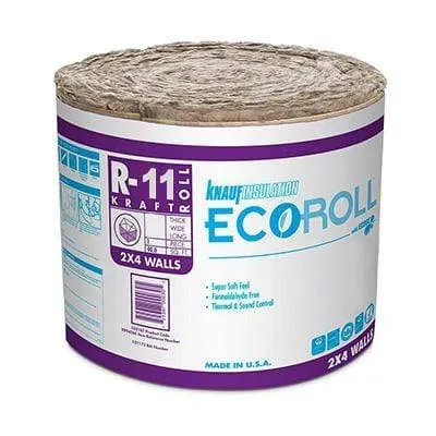 Ecoroll R-11 Kraft Faced Fiberglass Insulation Roll - All sizes