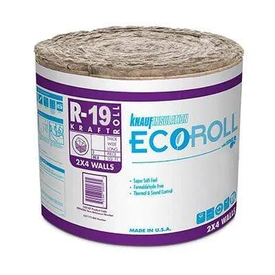 Ecoroll R-19 Kraft Faced Fiberglass Insulation Roll - All sizes