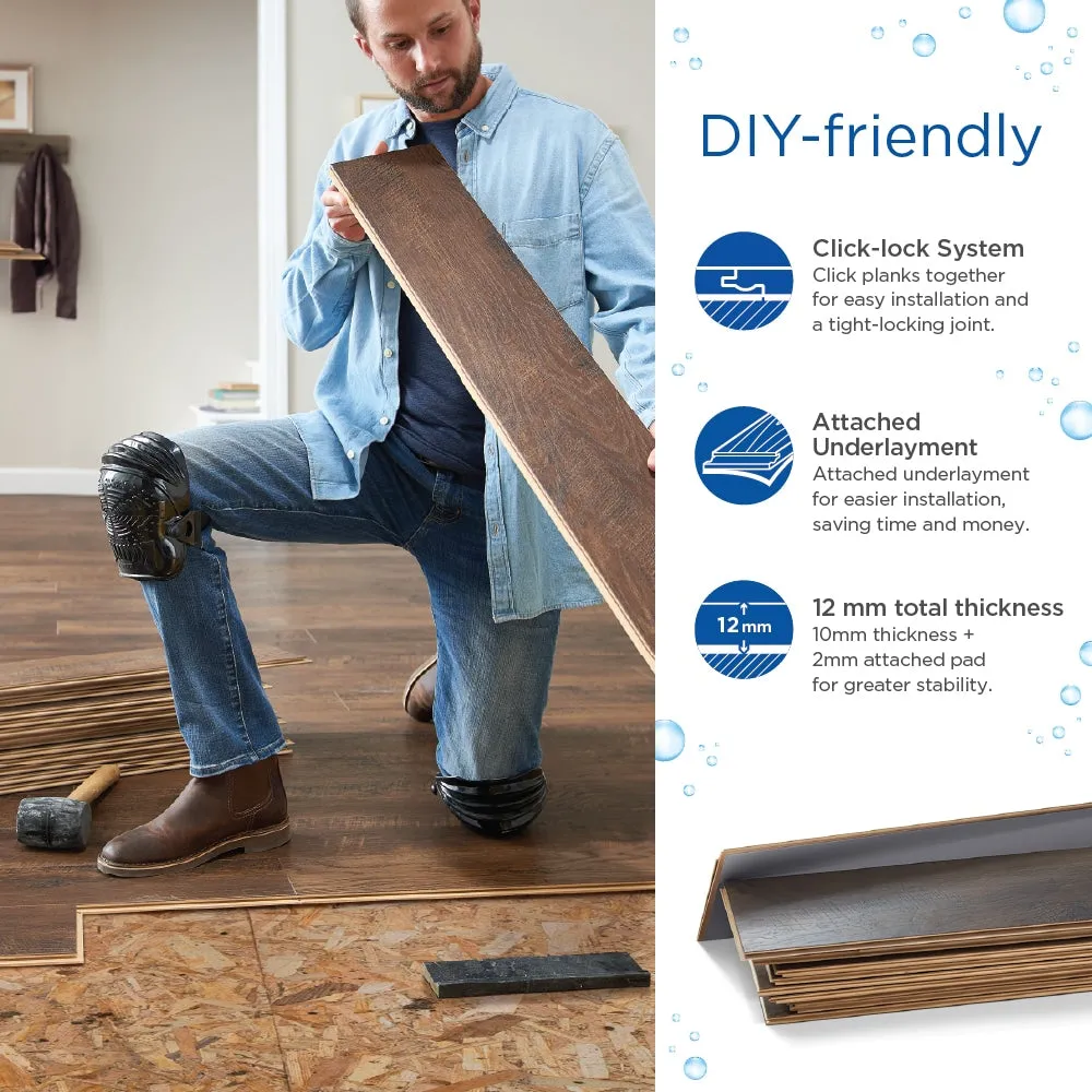 QuickStep Studio + Spill Repel Pecanwood 12-mm T x 7-in W x 48-in L Waterproof Laminate Wood Flooring ( 19.63-sq ft / Carton ), photo 5 of 9