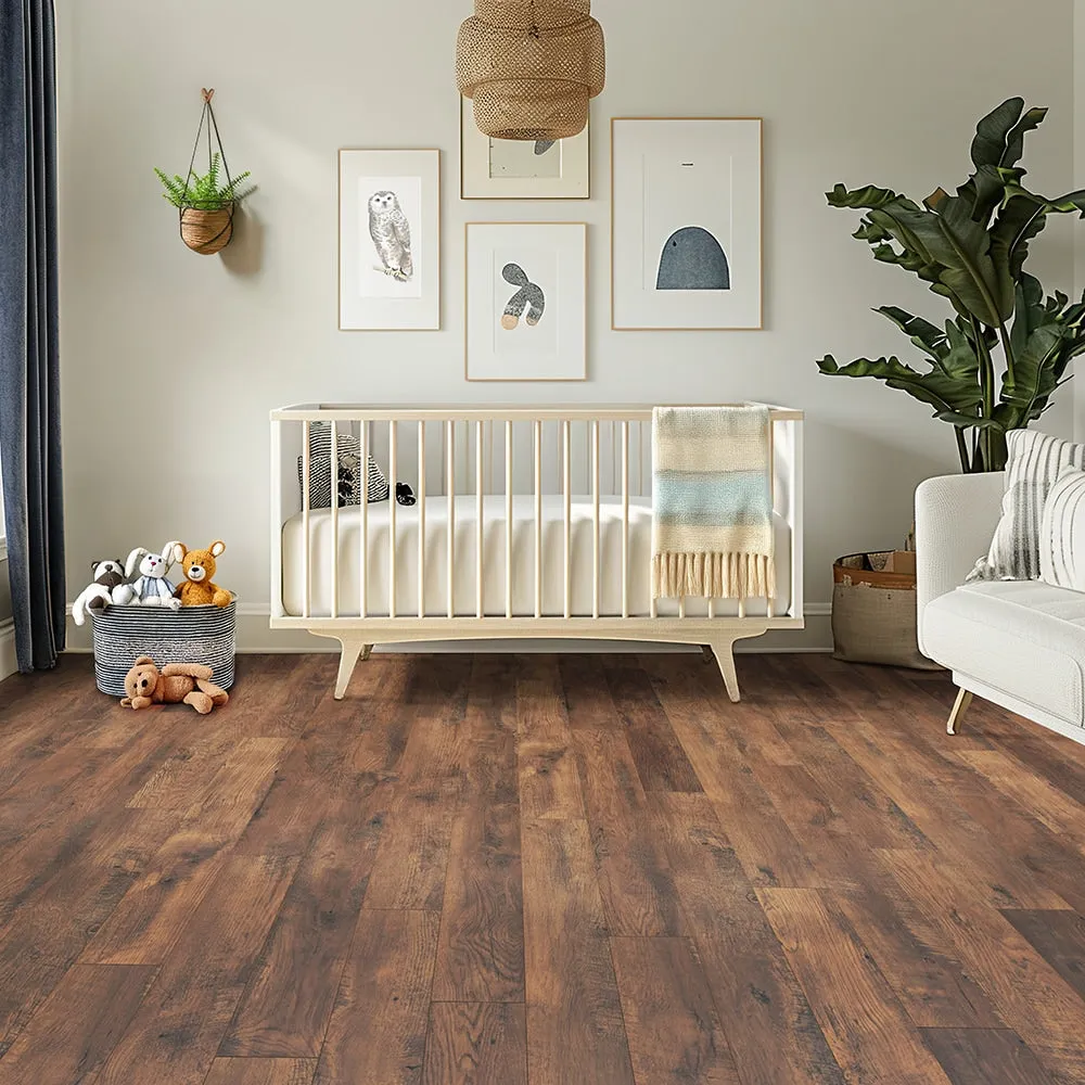 QuickStep Studio + Spill Repel Distressed Oak 12-mm T x 6-in W x 47-1/4-in L Waterproof Laminate Wood Flooring ( 16.12-sq ft / Carton ), photo 8 of 9