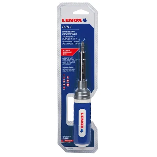 LENOX 8-in-1 Ratcheting Screwdriver Variety Pack – PH #1, PH #2, T25, SQ #2, SL 8–10, 1/4", 3/8", 5/16" Nut Drivers, photo 3 of 5