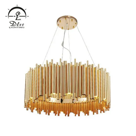 DLSS Lighting Light Luxury Decortive Design for Dining Room Stainless Steel Chandelier Lamp with G9 LED, in a room, photo 3 of 5