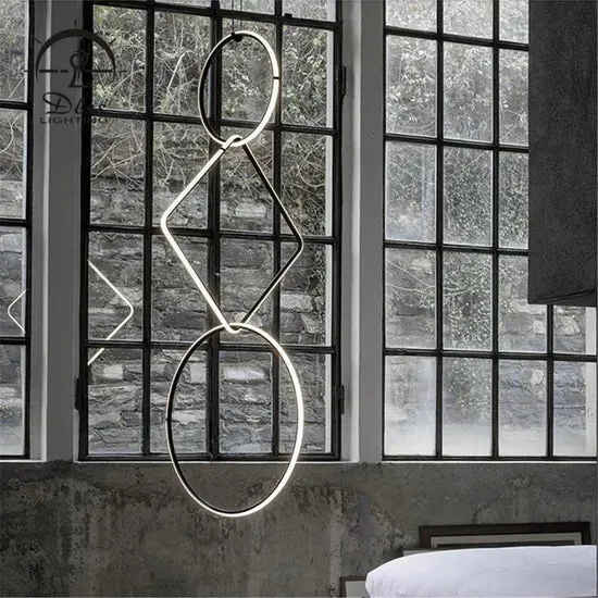 DLSS Lighting Metal Circle Acrylic Pendant Light LED Lighting Simple Lamp Modern Chandelier, photo 2 of 6