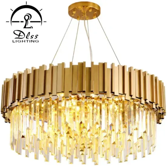 DLSS Lighting Co.,Ltd Modern American Euroueap Home Decoration Luxury Crystal Brass Copper Iron Metal Hanging Pendant Lights Chandelier, photo 2 of 6