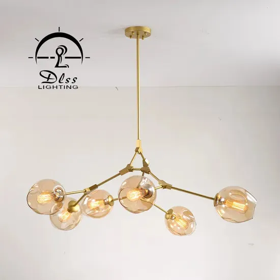 DLSS Lighting Modern Clear Glass Ball Iron Decoration Restaurant Chandelier, photo 2 of 6