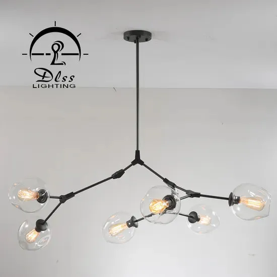 DLSS Lighting Modern Clear Glass Ball Iron Decoration Restaurant Chandelier, photo 3 of 6