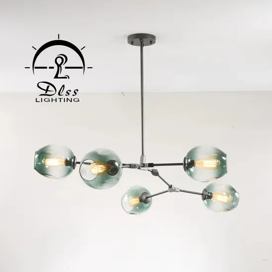 DLSS Lighting Modern Clear Glass Ball Iron Decoration Restaurant Chandelier, photo 5 of 6