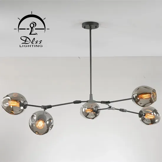 DLSS Lighting Modern Clear Glass Ball Iron Decoration Restaurant Chandelier, photo 4 of 6
