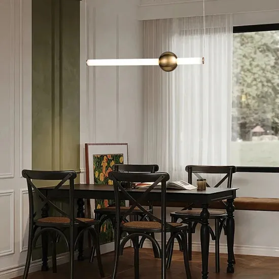 DLSS Lighting Co., Ltd. Modern Interior-Lighting White Glass Tube Gold Iron Ball Chandelier LED Pendant Lamp, in a room, photo 6 of 6