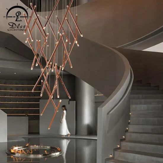 DLSS Lighting Co., Ltd Modern LED Light Metal Chandelier Lighting Water Pipe Tube Pendant Lamp, photo 6 of 6