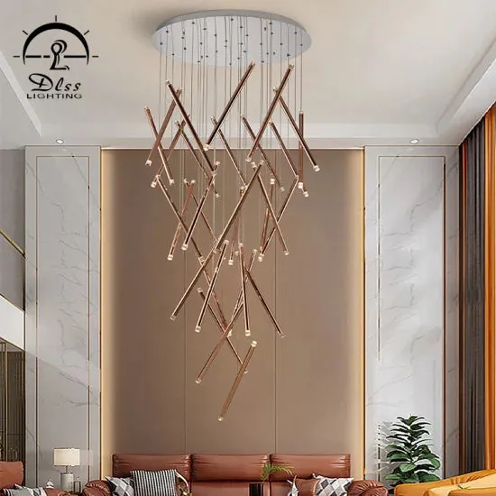 DLSS Lighting Co., Ltd Modern LED Light Metal Chandelier Lighting Water Pipe Tube Pendant Lamp, photo 4 of 6