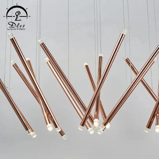 DLSS Lighting Co., Ltd Modern LED Light Metal Chandelier Lighting Water Pipe Tube Pendant Lamp, photo 3 of 6