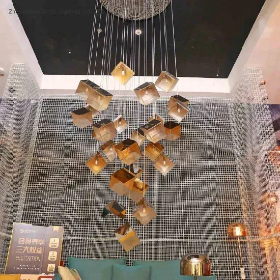 DLSS Lighting Modern Lighting Ice Replica LED Light Gold Big Pendant Lamp Chandelier, photo 3 of 6