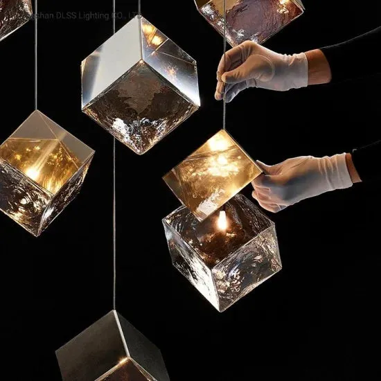 DLSS Lighting Modern Lighting Ice Replica LED Light Gold Big Pendant Lamp Chandelier, photo 2 of 6