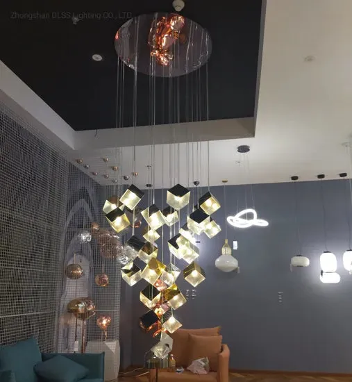 DLSS Lighting Modern Lighting Ice Replica LED Light Gold Big Pendant Lamp Chandelier, photo 5 of 6