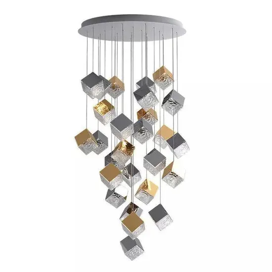 DLSS Lighting Modern Lighting Ice Replica LED Light Gold Big Pendant Lamp Chandelier, photo 4 of 6