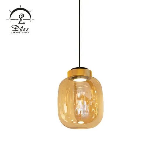 DLSS Lighting Modern Pendant Lamp Smoky Amber Iron Glass Home Decor Chandelier Cheap Price Pendant Light, photo 3 of 6