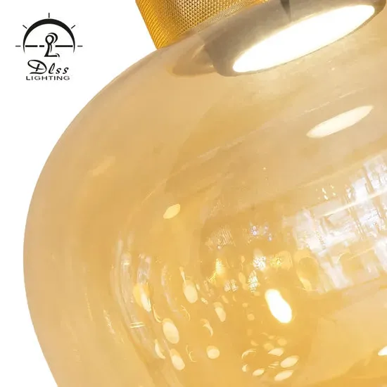 DLSS Lighting Modern Pendant Lamp Smoky Amber Iron Glass Home Decor Chandelier Cheap Price Pendant Light, photo 2 of 6