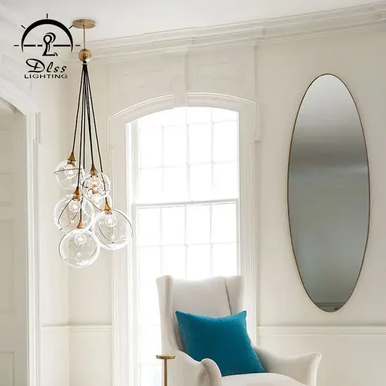 DLSS Lighting Modern Style Interior Lighting Hotel Decoration LED Chandelier Creative Glass Pendant Lamp, in a room, photo 3 of 6