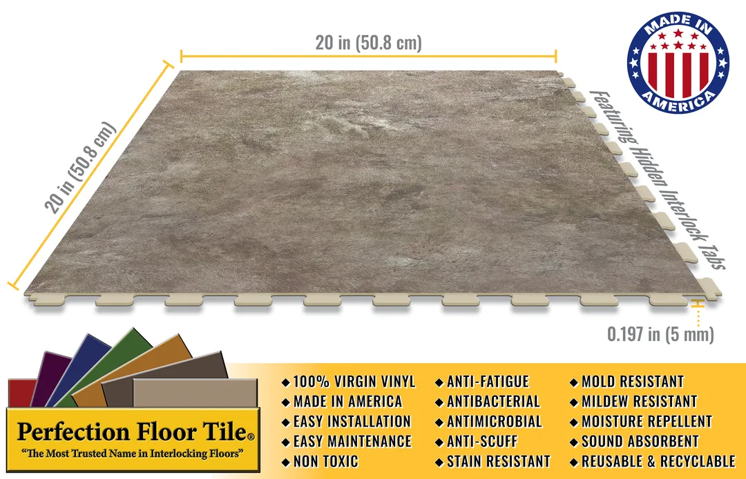 Perfection Floor Tile Stonecraft Collection Atlantic Slate Satin 20-in x 20-in Water-Resistant Interlocking Luxury Vinyl Tile Flooring, 16.7-sq ft Case, photo 2 of 4
