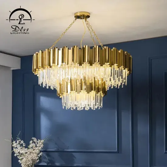 DLSS Lighting New Design Pendant Light Optical Grade Crystal Lamp Indoor Living Room Chandelier, in a room, photo 6 of 6