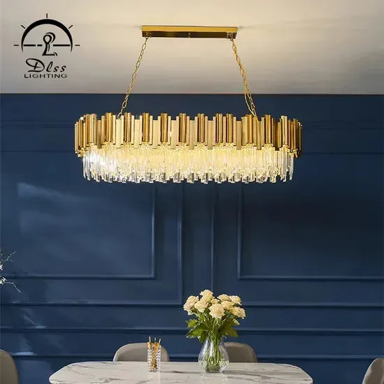 DLSS Lighting New Design Pendant Light Optical Grade Crystal Lamp Indoor Living Room Chandelier, in a room, photo 5 of 6