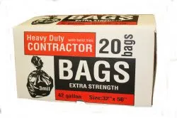 Contractor Trash Bags, 42 Gallon, 32 × 50 in, 20-Pack