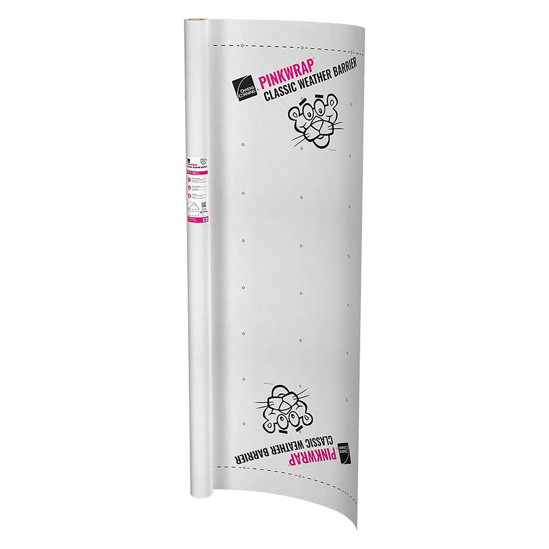 Owens Corning PINKWRAP Classic Weather Barrier 9 ft x 150 ft Woven House Wrap, photo 3 of 3