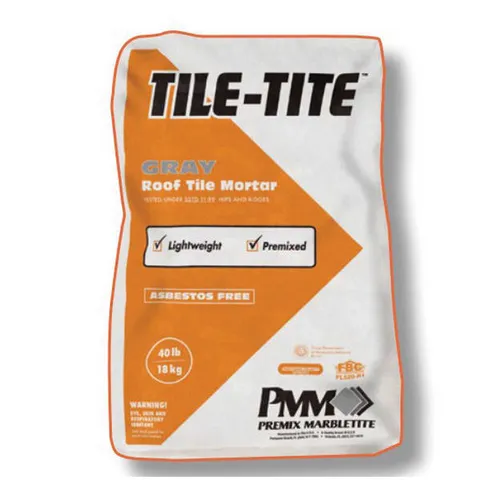 Tile-Tite Pre-Mixed Roof Tile Mortar, 40 lb, Gray or White