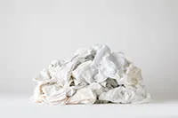 Reclaimed T-Shirt Rags, White Cotton, 8-1/2 lb Box