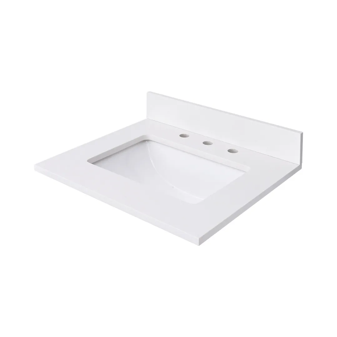 Avanity 25-in Everest White Quartz Bathroom Vanity Top with Rectangular Sink and 4-in Backsplash, photo 4 of 10