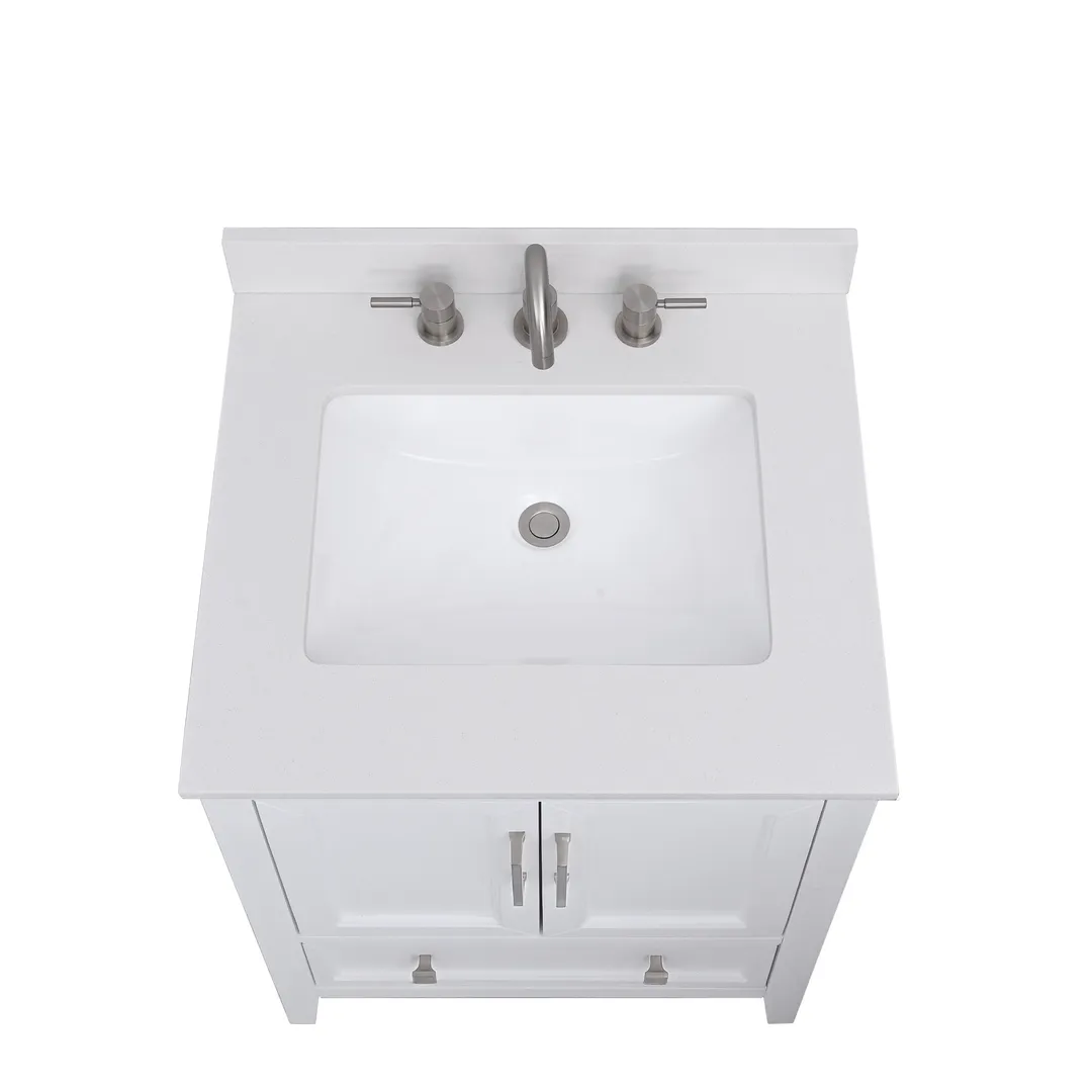 Avanity 25-in Everest White Quartz Bathroom Vanity Top with Rectangular Sink and 4-in Backsplash, photo 5 of 10