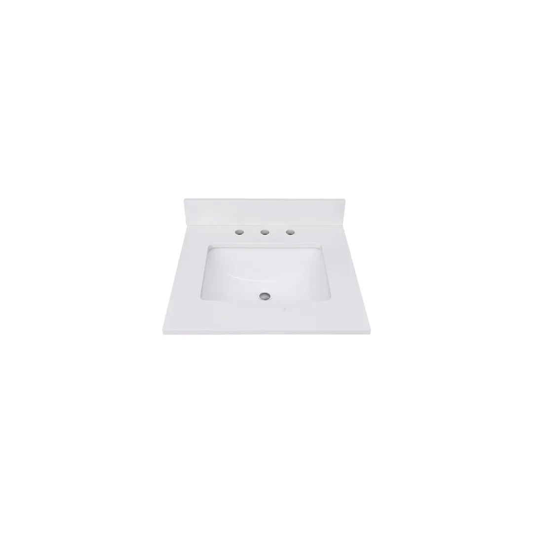 Avanity 25-in Everest White Quartz Bathroom Vanity Top with Rectangular Sink and 4-in Backsplash, photo 3 of 10