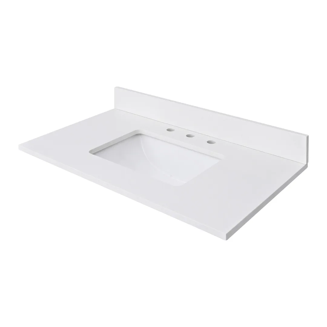 Avanity Everest White 49-in Quartz Bathroom Vanity Top with Rectangular Undermount Sink and 4-in Backsplash, photo 10 of 11