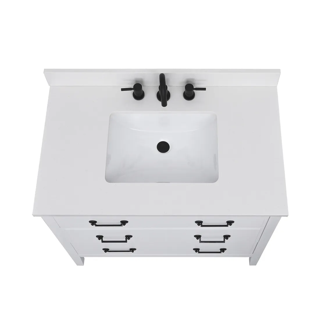 Avanity 25-in Everest White Quartz Bathroom Vanity Top with Rectangular Sink and 4-in Backsplash, photo 10 of 10