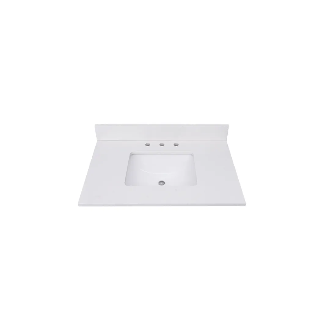 Avanity 25-in Everest White Quartz Bathroom Vanity Top with Rectangular Sink and 4-in Backsplash, photo 8 of 10