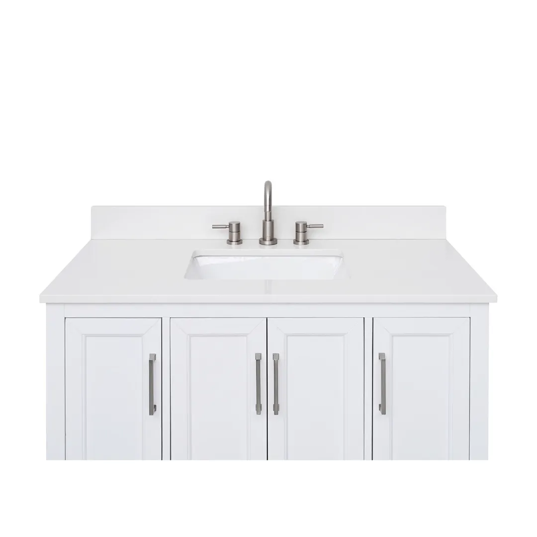 Avanity Everest White 49-in Quartz Bathroom Vanity Top with Rectangular Undermount Sink and 4-in Backsplash, photo 7 of 11