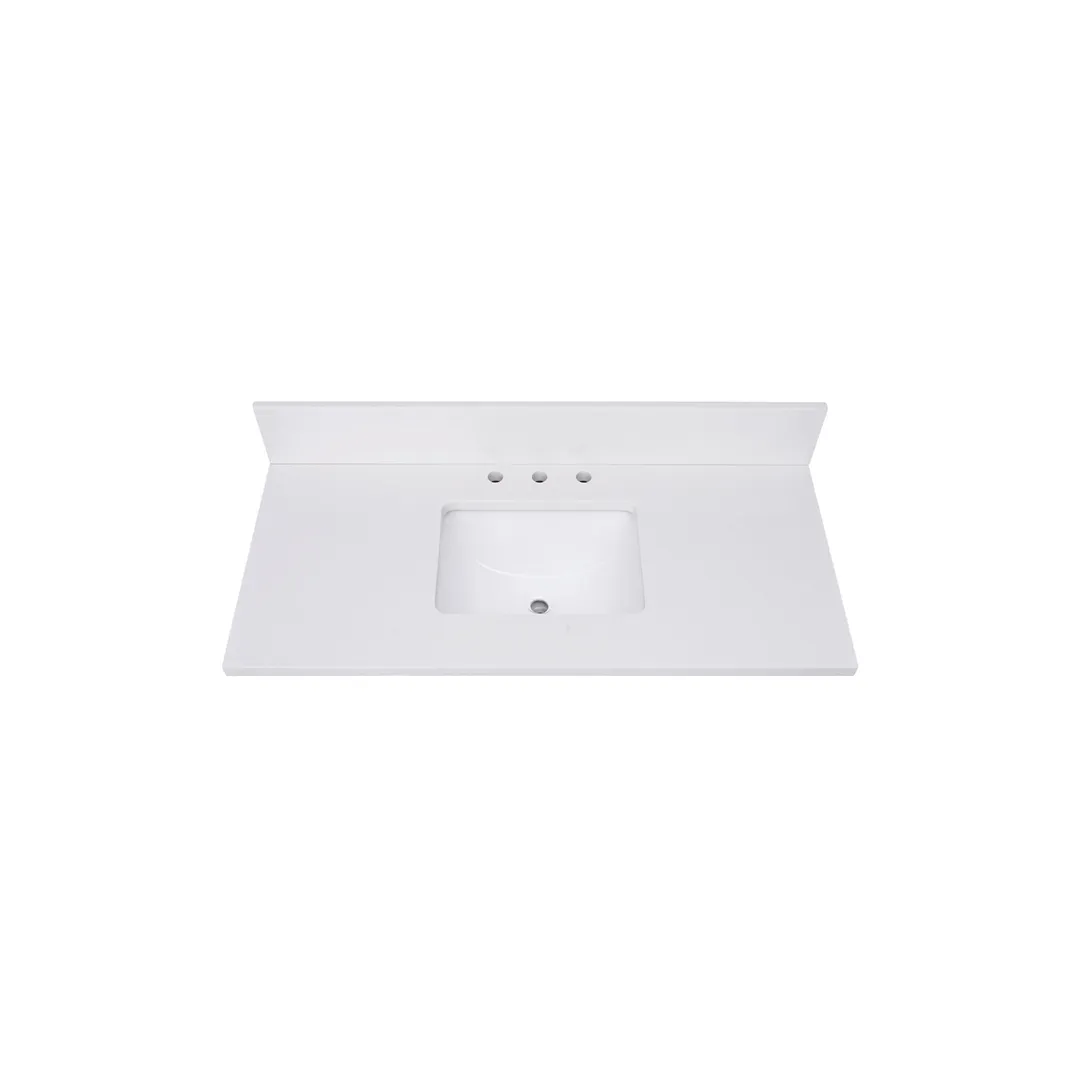 Avanity Everest White 49-in Quartz Bathroom Vanity Top with Rectangular Undermount Sink and 4-in Backsplash, photo 4 of 11