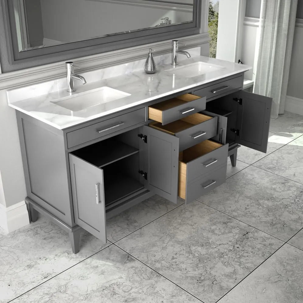 Wyndham Collection Margate 72-in Dark Gray Bathroom Vanity Cabinet, photo 7 of 9