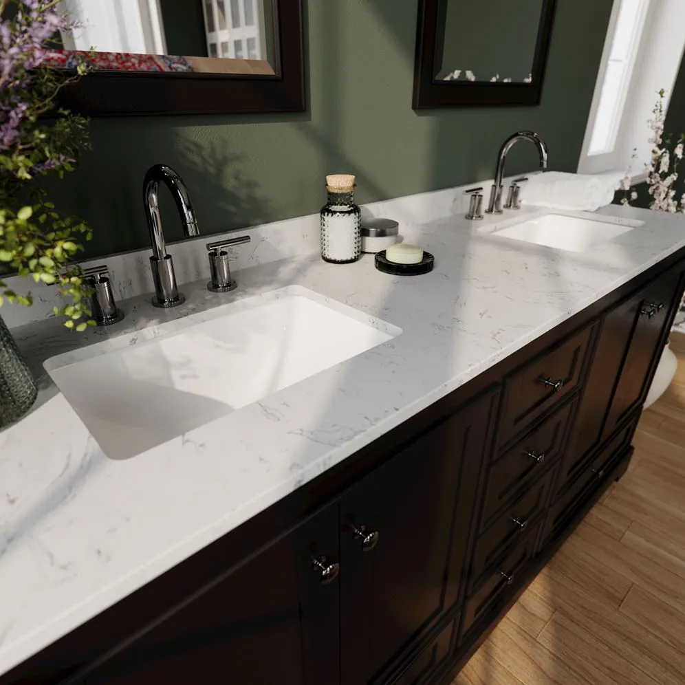 Wyndham Collection Deborah 72-in Dark Espresso Double Sink Bathroom Vanity with White Carrara Marble Top, photo 5 of 9