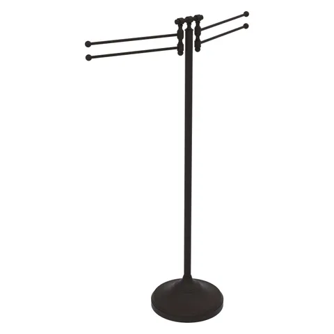 Towel Stand with 4 Pivoting Swing Arms in Brushed Bronze
