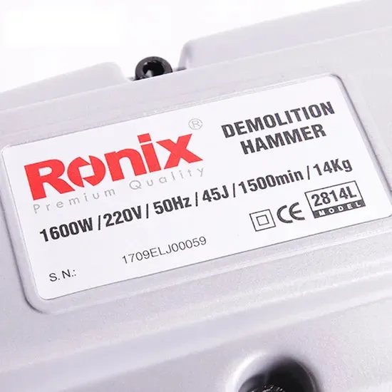 Ronix 2814L Electric Rotary Hammer Drill Is Equipped with 1600W Motor That Delivers Powerful Impact Energy Demolition Hammer, photo 6 of 6