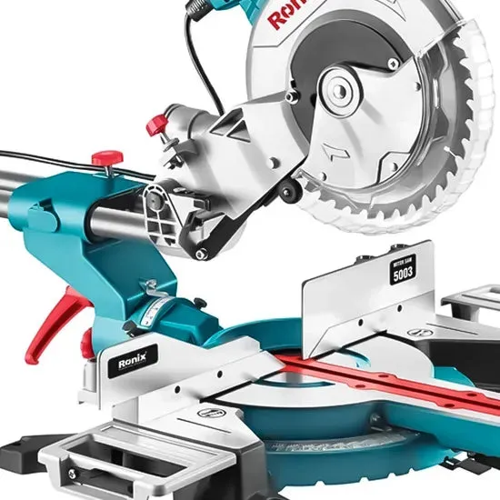 Ronix 5003 Mitre Saw 1800W 255mm for Woodworking Tool and Aluminium Cutting Dual Bevel with Sliding Rail Miter Saw, photo 5 of 6