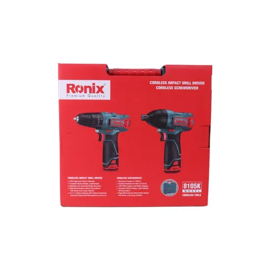 Ronix 8105K 12V Cordless Impact Drill Driver + Impact Screwdriver Power Tools Set, photo 3 of 6