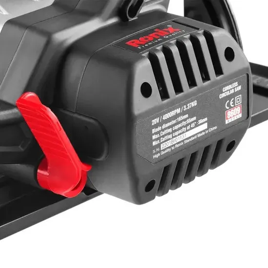 Ronix 8609 Cordless Circular Saw 20V 165mm Professional Wood Cutting Saw Home Use Brushless Circular Saw Kit, photo 5 of 6