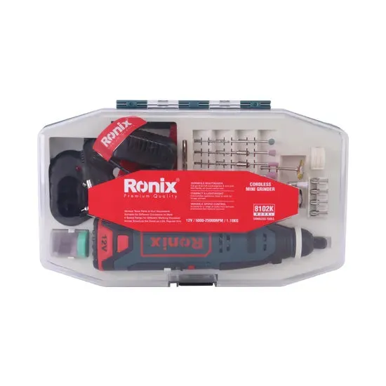 Ronix High Quality Model 8102K One 12V Li-ion Battery 25mm Cordless Rotary Kit, photo 5 of 6